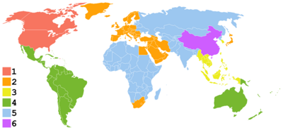 Map showing DVD Regions