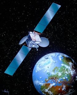 Artist's impression of a Boeing 601 satellite, as configured for digital television transmission by SES Astra