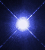 The image of Sirius A and Sirius B taken by Hubble Space Telescope A â€“ bigger, B â€“ smaller white dwarf (Credit:NASA)