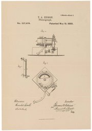 Patent drawing for Edison's phonograph, May 18, 1880.